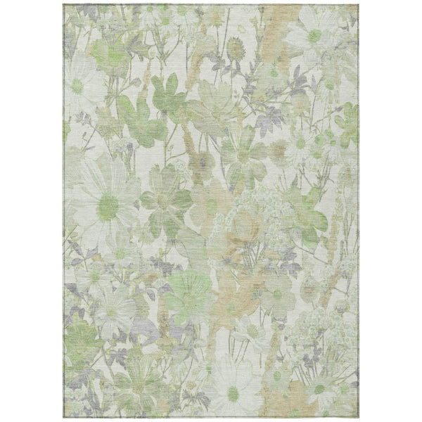 HomeRoots 5' Artichoke Green Floral Indoor Outdoor Area Rug - Durable, Washable, Stain-Resistant Beauty for Any Space 9' X 12' 611184