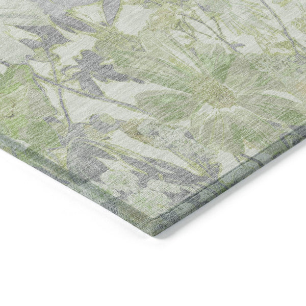 HomeRoots 5' Artichoke Green Floral Indoor Outdoor Area Rug - Durable, Washable, Stain-Resistant Beauty for Any Space 9' X 12' 611184