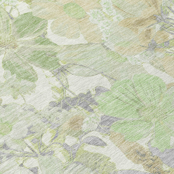 HomeRoots 5' Artichoke Green Floral Indoor Outdoor Area Rug - Durable, Washable, Stain-Resistant Beauty for Any Space 9' X 12' 611184