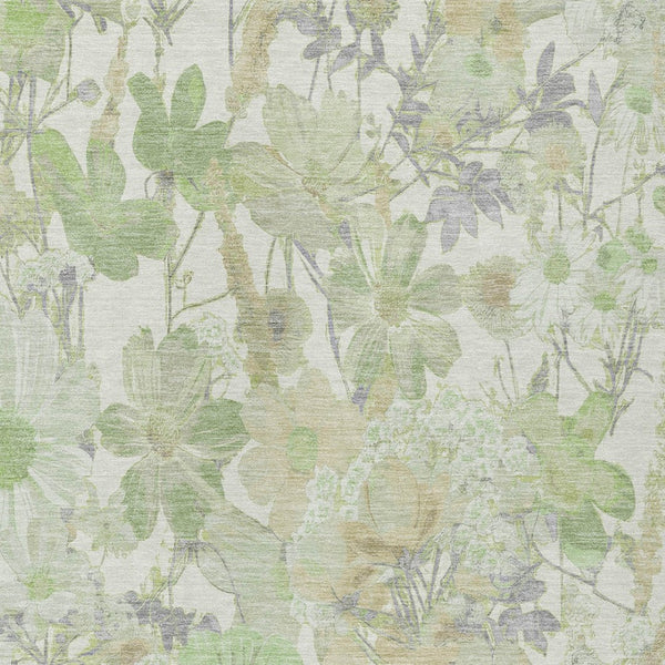 HomeRoots 5' Artichoke Green Floral Indoor Outdoor Area Rug - Durable, Washable, Stain-Resistant Beauty for Any Space 10' X 14' 611185