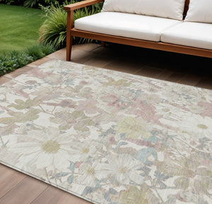 HomeRoots 5' Indoor Outdoor Area Rug with Timeless Floral Design – Durable, Washable, and All-Weather Use 9' X 12' 611196