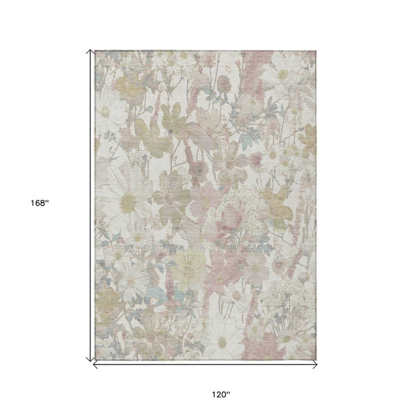 HomeRoots 5' Indoor Outdoor Area Rug with Timeless Floral Design – Durable, Washable, and All-Weather Use 10' X 14' 611197