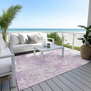 HomeRoots 5' Floral Washable Area Rug in Lavender and Lilac – Stylish Indoor/Outdoor Décor for Any Space 5' X 8' 611199