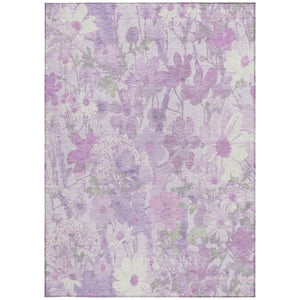 HomeRoots 5' Floral Washable Area Rug in Lavender and Lilac – Stylish Indoor/Outdoor Décor for Any Space 5' X 8' 611199