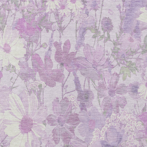 HomeRoots 5' Floral Washable Area Rug in Lavender and Lilac – Stylish Indoor/Outdoor Décor for Any Space 8' X 10' 611201