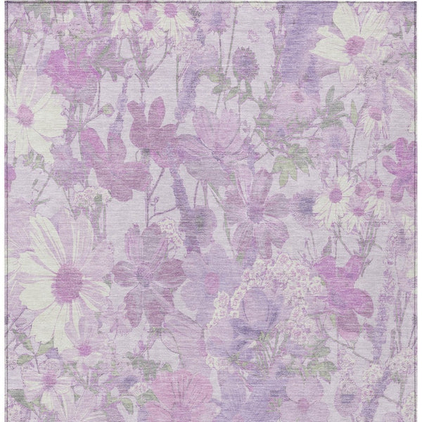 HomeRoots 5' Floral Washable Area Rug in Lavender and Lilac – Stylish Indoor/Outdoor Décor for Any Space 9' X 12' 611202