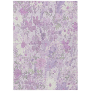 HomeRoots 5' Floral Washable Area Rug in Lavender and Lilac – Stylish Indoor/Outdoor Décor for Any Space 9' X 12' 611202