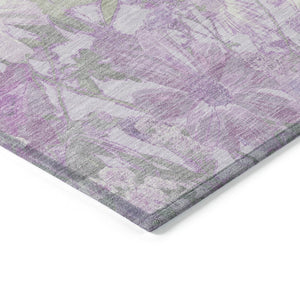 HomeRoots 5' Floral Washable Area Rug in Lavender and Lilac – Stylish Indoor/Outdoor Décor for Any Space 9' X 12' 611202