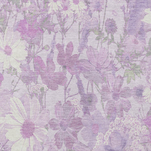 HomeRoots 5' Floral Washable Area Rug in Lavender and Lilac – Stylish Indoor/Outdoor Décor for Any Space 9' X 12' 611202
