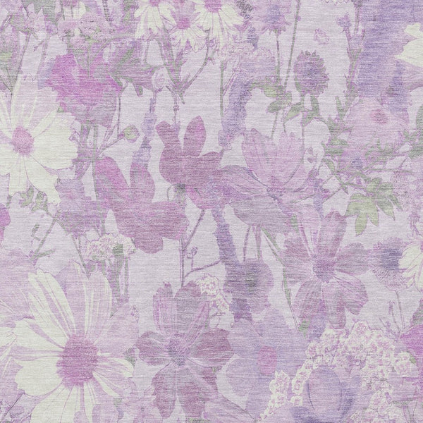 HomeRoots 5' Floral Washable Area Rug in Lavender and Lilac – Stylish Indoor/Outdoor Décor for Any Space 9' X 12' 611202