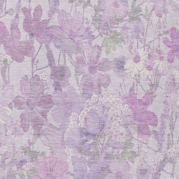 HomeRoots 5' Floral Washable Area Rug in Lavender and Lilac – Stylish Indoor/Outdoor Décor for Any Space 10' X 14' 611203