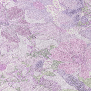 HomeRoots 5' Floral Washable Area Rug in Lavender and Lilac – Stylish Indoor/Outdoor Décor for Any Space 10' X 14' 611203