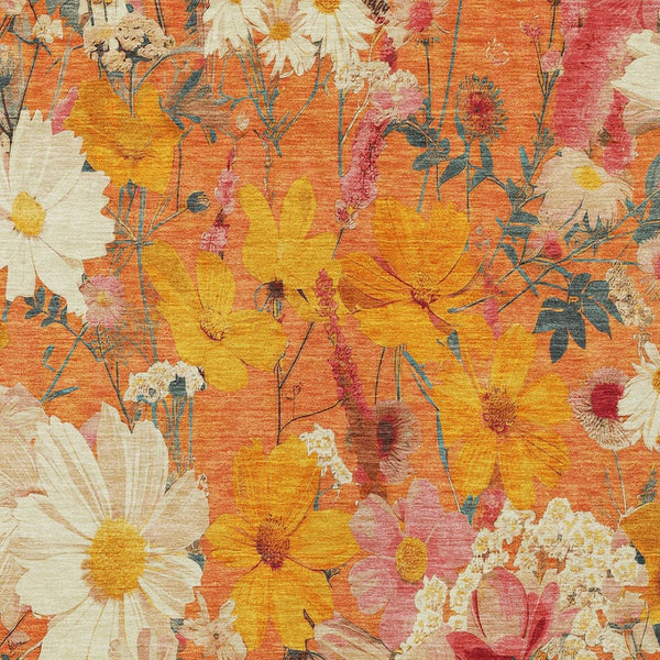 HomeRoots 5' Vibrant Floral Area Rug in Warm Orange, Peach & Salmon – Durable for Indoor & Outdoor Use 5' X 8' 611205