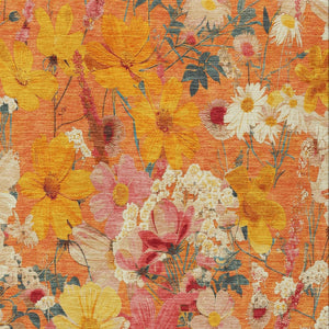 HomeRoots 5' Vibrant Floral Area Rug in Warm Orange, Peach & Salmon – Durable for Indoor & Outdoor Use 8' X 10' 611207
