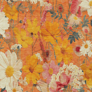 HomeRoots 9' Vibrant Floral Washable Area Rug in Orange, Peach & Salmon – Perfect for Indoor/Outdoor Use! 611208
