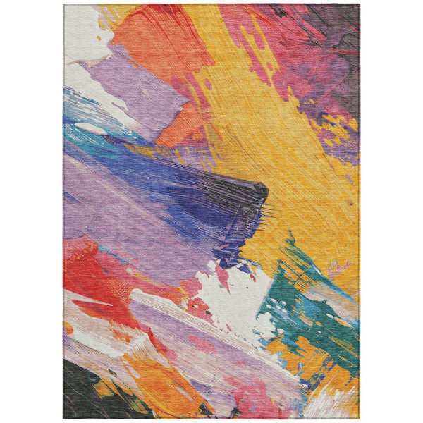 HomeRoots 5' Colorful Abstract Washable Area Rug - Durable, Stylish Design for Indoor & Outdoor Spaces 5' X 8' 611217
