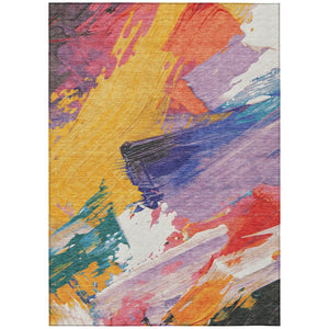 HomeRoots 5' Colorful Abstract Washable Area Rug - Durable, Stylish Design for Indoor & Outdoor Spaces 5' X 8' 611217