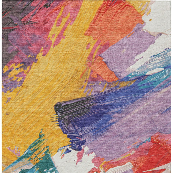HomeRoots 5' Colorful Abstract Washable Area Rug - Durable, Stylish Design for Indoor & Outdoor Spaces 5' X 8' 611217