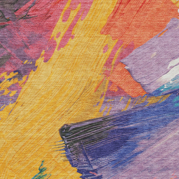 HomeRoots 5' Colorful Abstract Washable Area Rug - Durable, Stylish Design for Indoor & Outdoor Spaces 10' X 14' 611221