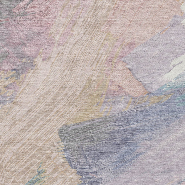 HomeRoots 5' Modern Abstract Pink Mauve and Lavender Washable Area Rug for Indoor and Outdoor Spaces 5' X 8' 611223