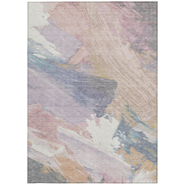 HomeRoots 5' Modern Abstract Pink Mauve and Lavender Washable Area Rug for Indoor and Outdoor Spaces 9' X 12' 611226