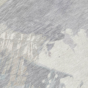 HomeRoots 5' Washable Ivory and Gray Abstract Area Rug - Stylish Indoor/Outdoor Solution for High Traffic Spaces 8' Round 611230