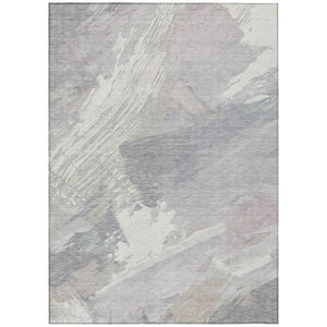 HomeRoots 5' Washable Ivory and Gray Abstract Area Rug - Stylish Indoor/Outdoor Solution for High Traffic Spaces 8' X 10' 611231