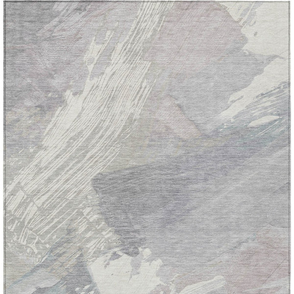 HomeRoots 5' Washable Ivory and Gray Abstract Area Rug - Stylish Indoor/Outdoor Solution for High Traffic Spaces 9' X 12' 611232