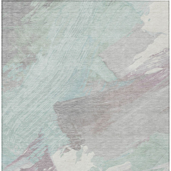 HomeRoots 5' Abstract Washable Area Rug in Blue Teal Gray - Stylish, Durable & Perfect for Indoor/Outdoor Use 5' X 8' 611247