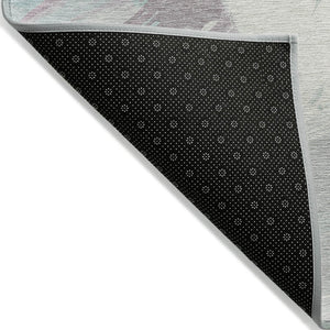 HomeRoots 5' Abstract Washable Area Rug in Blue Teal Gray - Stylish, Durable & Perfect for Indoor/Outdoor Use 5' X 8' 611247