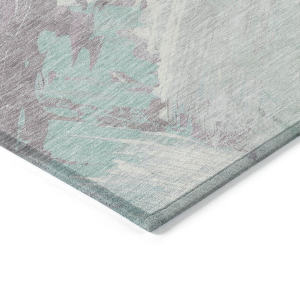 HomeRoots 5' Abstract Washable Area Rug in Blue Teal Gray - Stylish, Durable & Perfect for Indoor/Outdoor Use 5' X 8' 611247