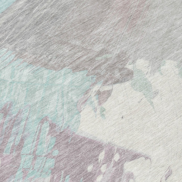 HomeRoots 5' Abstract Washable Area Rug in Blue Teal Gray - Stylish, Durable & Perfect for Indoor/Outdoor Use 5' X 8' 611247