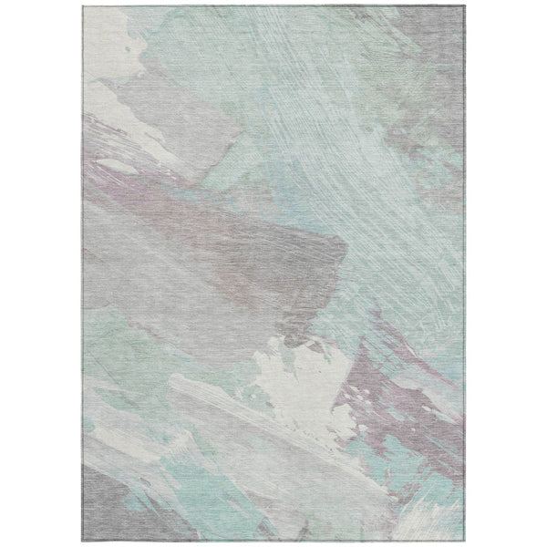 HomeRoots 5' Abstract Washable Area Rug in Blue Teal Gray - Stylish, Durable & Perfect for Indoor/Outdoor Use 9' X 12' 611250