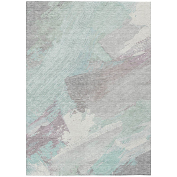 HomeRoots 5' Abstract Washable Area Rug in Blue Teal Gray - Stylish, Durable & Perfect for Indoor/Outdoor Use 9' X 12' 611250