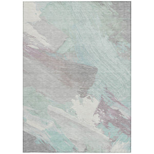 HomeRoots 5' Abstract Washable Area Rug in Blue Teal Gray - Stylish, Durable & Perfect for Indoor/Outdoor Use 10' X 14' 611251