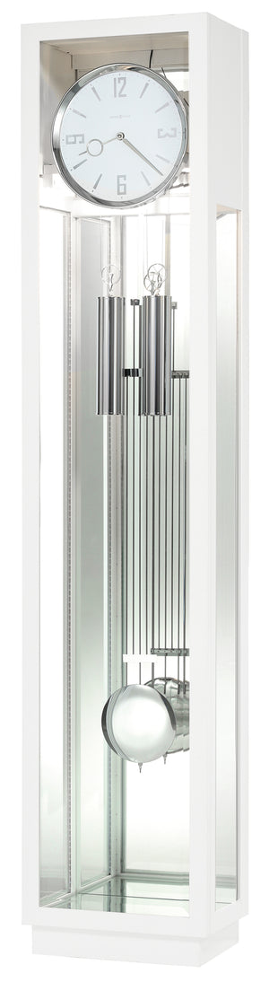 Hekman Furniture 611259 Premium Whitelock Grandfather Clock With Modern Design, Chrome Details & Quartz Movement Gloss White Whitelock Grandfather Clock 611259