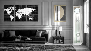 Hekman Furniture 611259 Premium Whitelock Grandfather Clock With Modern Design, Chrome Details & Quartz Movement Gloss White Whitelock Grandfather Clock 611259