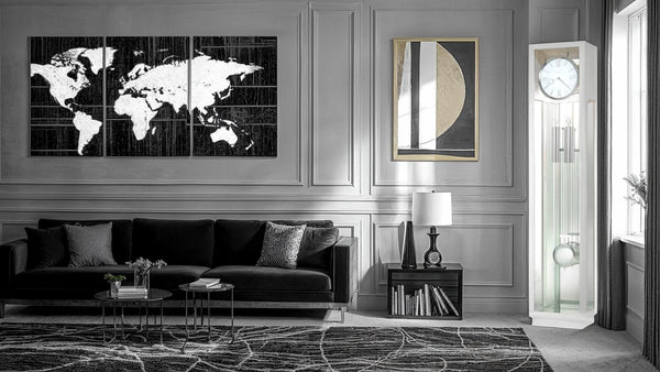 Hekman Furniture 611259 Premium Whitelock Grandfather Clock With Modern Design, Chrome Details & Quartz Movement Gloss White Whitelock Grandfather Clock 611259