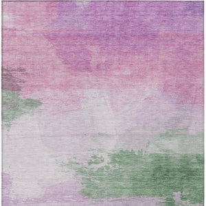 HomeRoots 5' Abstract Lilac Lavender Green Area Rug - Stylish Washable Design for Indoor & Outdoor Use 8' X 10' 611273