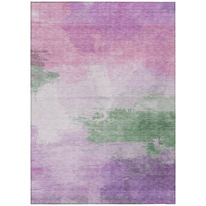 HomeRoots 5' Abstract Lilac Lavender Green Area Rug - Stylish Washable Design for Indoor & Outdoor Use 8' X 10' 611273