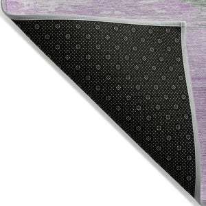 HomeRoots 5' Abstract Lilac Lavender Green Area Rug - Stylish Washable Design for Indoor & Outdoor Use 8' X 10' 611273