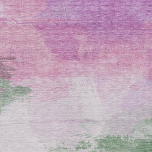 HomeRoots 5' Abstract Lilac Lavender Green Area Rug - Stylish Washable Design for Indoor & Outdoor Use 8' X 10' 611273