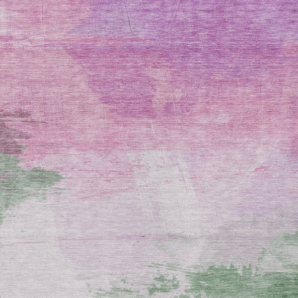 HomeRoots 5' Abstract Lilac Lavender Green Area Rug - Stylish Washable Design for Indoor & Outdoor Use 8' X 10' 611273