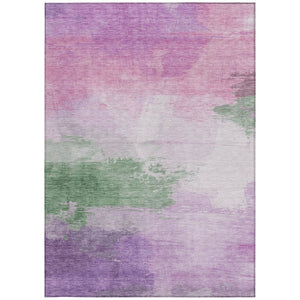 HomeRoots 5' Abstract Lilac Lavender Green Area Rug - Stylish Washable Design for Indoor & Outdoor Use 9' X 12' 611274