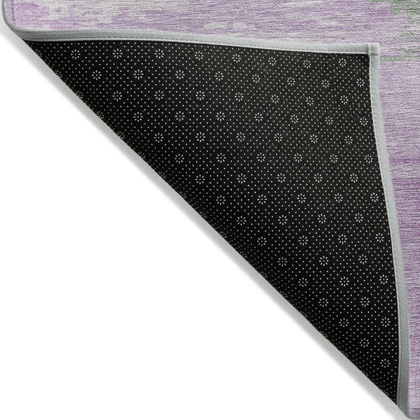 HomeRoots 5' Abstract Lilac Lavender Green Area Rug - Stylish Washable Design for Indoor & Outdoor Use 9' X 12' 611274