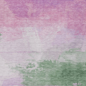 HomeRoots 5' Abstract Lilac Lavender Green Area Rug - Stylish Washable Design for Indoor & Outdoor Use 10' X 14' 611275