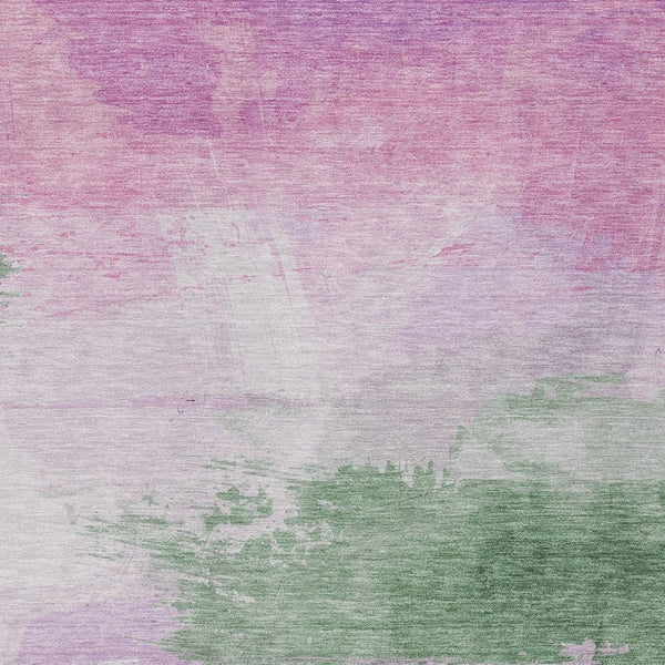 HomeRoots 5' Abstract Lilac Lavender Green Area Rug - Stylish Washable Design for Indoor & Outdoor Use 10' X 14' 611275
