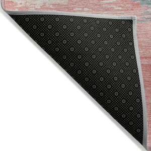 HomeRoots 5' Bold Pink, Gold & Teal Blue Abstract Area Rug – Stylish, Washable, Indoor/Outdoor Versatility! 8' X 10' 611279