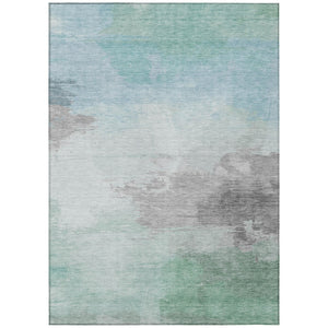 HomeRoots 5' Abstract Blue and Mint Green Area Rug - Stylish, Washable, Durable for Indoor and Outdoor Use 5' X 8' 611283
