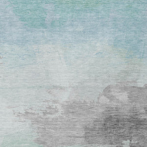 HomeRoots 5' Abstract Blue and Mint Green Area Rug - Stylish, Washable, Durable for Indoor and Outdoor Use 5' X 8' 611283